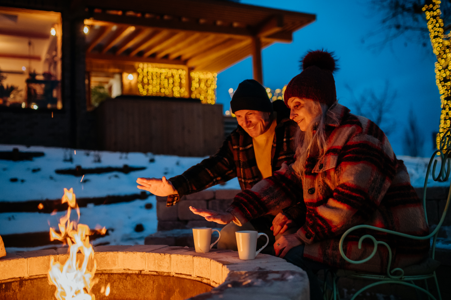 Chauffage extérieur de pergola et éclairage led pour réveillon