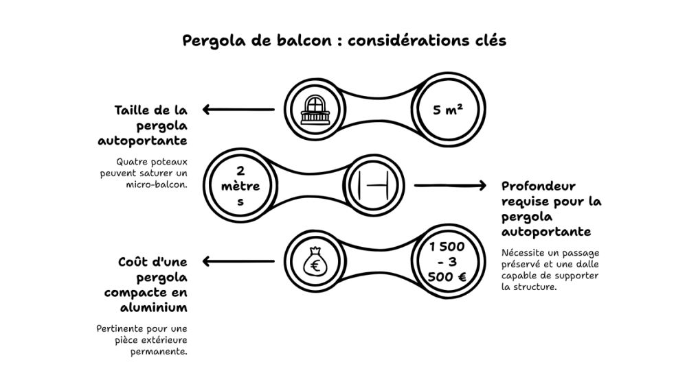 Pergola compacte pour balcon : critères et contraintes